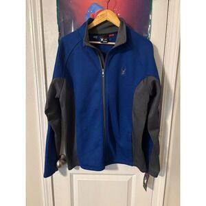 Spyder Mens Limoges Blue Full Zip Waffle Knit Fleece Jacket 71F64004-41 Large